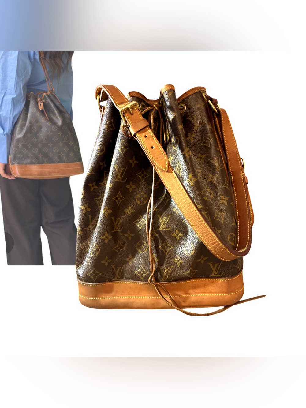 Louis Vuitton Vintage Monogram Noe Drawstring Shoulder Bag Bucket Bag